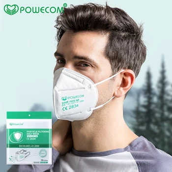 Powecom FFP2 Maske PM2.5 Beskyttende 95% Filtrering Ørekrog Stil FFP2 Maske støvmaske Genanvendelige FFP2 Masker Ansigt med CE