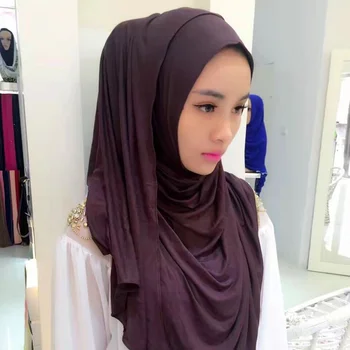 Muslimske hijab Modal Solid Farve Instant turban, Tørklæde Islamiske Hoved slid