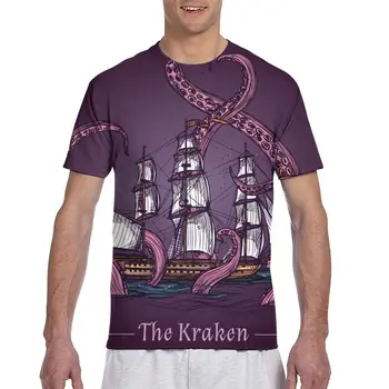 2020 Mænd T-Shirt T-Shirt til Sommeren Tops Tees Crew Neck t-shirt Mænd kortærmet Skjorte Monster Kraken Fangarme Angreb Skibet Udskriv