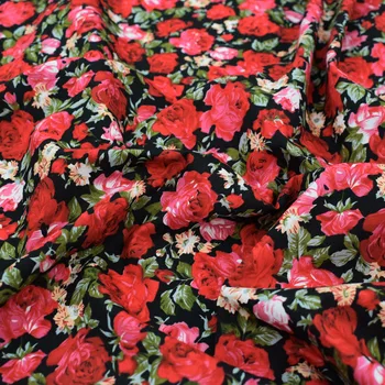 Sort bund blomster reaktiv farvning ren bomuld stof til sommer kjole tissus au m tecido tissu telas tela shabby chic