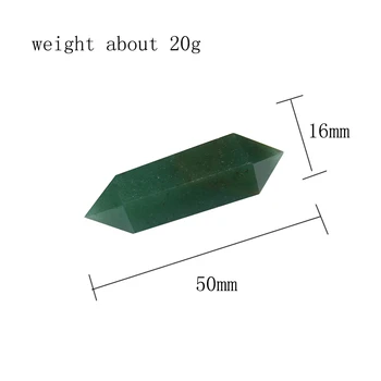 Runyangshi 1pc Naturlig grøn Krystal 50MM Aventurin Kvarts Krystal Sten Punkt Healing Sekskantet Wand Behandling Sten