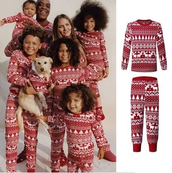 Jul Familie Nattøj Far, Mor, Børn & Baby 'Matching Pyjamas Xmas Far Mor og Mig Pj' s Tøj Sæt Tops+Bukser