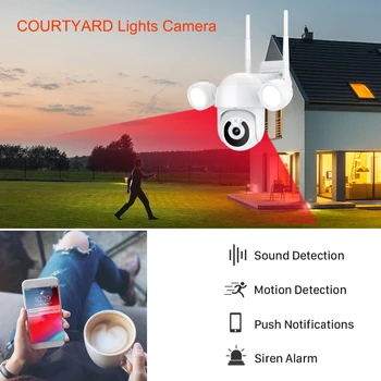 3MP PTZ WIFI IP-Kamera Udendørs indre Gårdhave Lys væglampe Home Security Webcam Motion Detection Alarm med To Vejs Audio Vandtæt