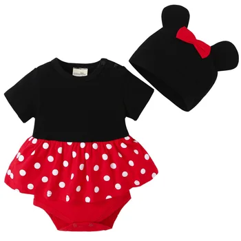 Nye fine Bodyer Sæt Til Baby drenge Piger kortærmede Body Spædbarn Bebe Minnie og Mickey hat 2pcs/masser Mærke Tøj