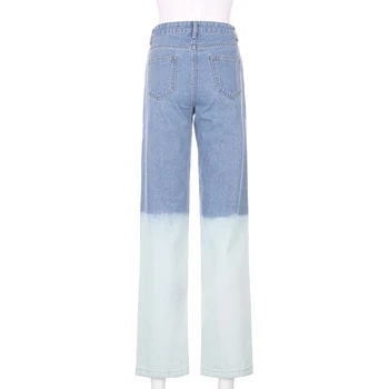 Darlingaga Streetwear Tie Dye y2k Kvinde Højtaljede Jeans Mode Lige Lange Bukser Denim Kontrast Farve, Gradient Jeans 2020