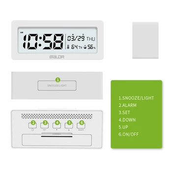 Samfundsordenen LED Vækkeur Despertador Temperatur Luftfugtighed Elektronisk Digital Desktop Tabel Snooze-Ure Hvid Display med Baggrundslys