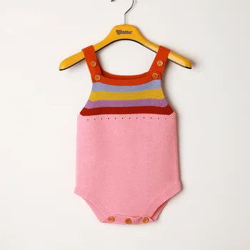Nyfødte Baby Sparkedragt Drenge Piger Baby Tøj Rainbow Uldne Strikkede Baby Rompers Sommeren Spædbarn Baby Drenge Buksedragt Overalls