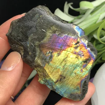 Naturlige Labrador mineraler halv-polering crystal månesten flash-gulvtæppe skive udsmykning sten healing