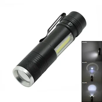 Bærbare Mini LED Lommelygte 4 Tilstande 2000 Lumen XPE Q5 + COB Zoomable Flash Lys Brænder Lampe Kraftig Clip af Penlight AA/14500