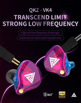 QKZ VK4 Tung Bass-Hovedtelefoner Headset HiFi Hovedtelefon Strygejern og-Kontrol Musik, Bevægelse Udveksling Bluetooth-Kabel støjreducerende Øretelefoner