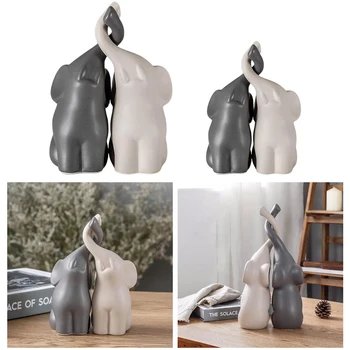Elefant Moderne Keramisk Skulptur Håndlavet Dyr Figur Dekorativt Ornament Håndværk Hjem Dekorationer