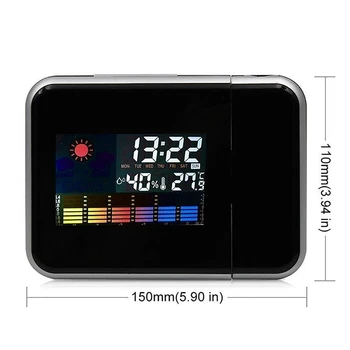 Funktion Projektion Vækkeur Med vejrstation Termometer Dato, Vises på det Digitale Ur USB-Oplader, Snooze-LCD Farve Skærm