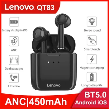 Lenovo QT83 Hovedsæt Bluetooth-V5.0 TWS Trådløst Headset Med Mikrofon Sports hovedtelefon 300mAh Displayet Til IOS Android øretelefoner