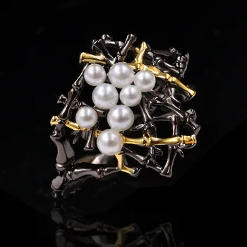 S925 sølv Ferskvand barok perle ring kvindelige ins tidevandet mode Japansk retro skov kolde vind vilde index finger ring