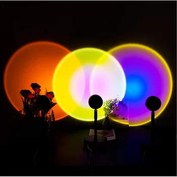 Rainbow Projektion Lampe Solen Aldrig Går Ned Desk Lys Solskin Veranda Farve Baggrund Vægdekoration