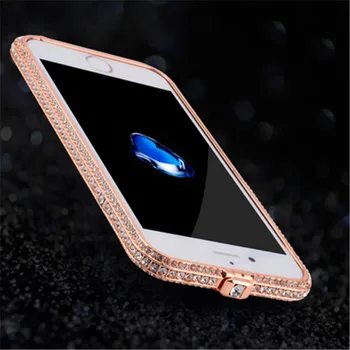 For Iphone-8 Tilfælde Luxury Aluminum Metal Bling Rhinestone Kofanger Fashion Diamond Crystal IPhone 11 XS Antal XR X 10 7 6 6S Plus