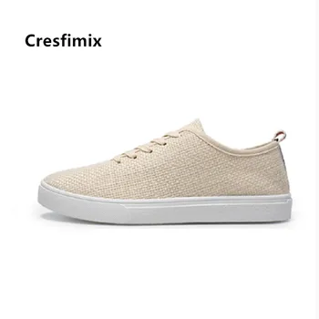 Cresfimix chaussures hæld hommes mandlige mode komfortable beige snøre sko mænd anti skid hvid sko man fritids sko a5125