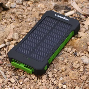 Vandtæt Solar Power Bank Dual USB-Lommelygte til iPhone Samsung Huwei Xiaomi OPPO Vivo OnePlus ZTE Sony, HTC, Nokia, Motorola