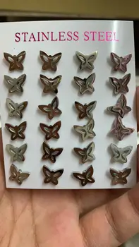 12Pairs/masse Rustfrit Stål Butterfly Udsøgt Stud Øreringe til Kvinder Øreringe Smykker Engros Masser Øreringe