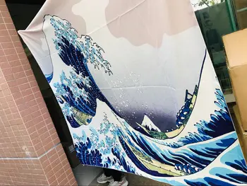 Kanagawa Surf-Tapetet Væggen Hænger Dekorativt Klud Fresco Baggrund Væg Pynt Soveværelse Gardin Stof Væg Maleri