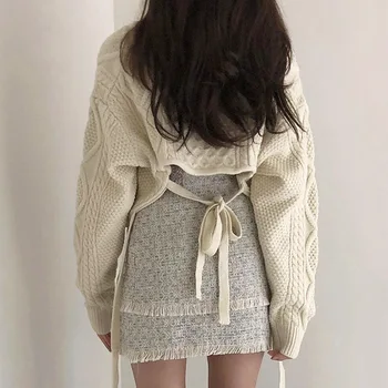 Kort Sweater 2020 Ny Stil Enkelt Pullover Med Lange Ærmer V-Hals Almindeligt Mønster, Der Passer Til Office Mode Dame Efterår Og Vinter