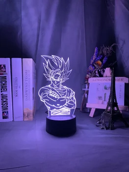 Anime Lampe Goku Figur Barn Soveværelse Indretning Nightlight Cool Kids Fødselsdag Gave Animationsfilm Gadget Led Nat Lys 3d-Illusion