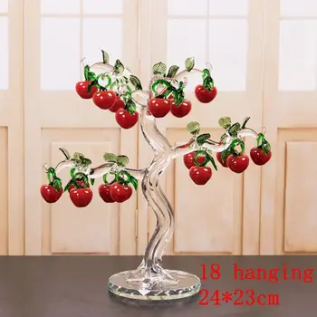 Smukke Krystal Rød Cherry Apple Tree Figurer Håndværk Fengshui Ornament Boligindretning, Jul, Nytår Gaver