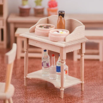 Miniature Møbler Storage Rack Hylde Model Køkken DIY Liv Scener Dekoration