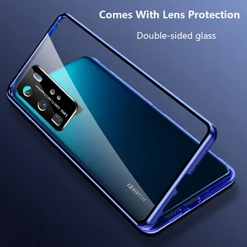Magnetisk Metal Adsorption Glas Sagen For Huawei P30 P40 Mate40 30 20 Lite Pro Honor9X 30 X10 Pro Kamera Beskyttende Dække Sagen