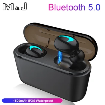 Mini Bluetooth 5.0 Øretelefoner TWS, Trådløse Hovedtelefoner, Sport, Gaming Headset med mic power bank til iphone xiaomi redmi airdots