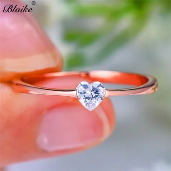 S925 Sterling Sølv Ringe For Kvinder Minimalistisk Lille Hjerte Ring Bryllup Bands Fine Stabling Tynd Ring Løfte Engagement Ring