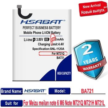 HSABAT 5300mAh BA721 Batteri til Meizu meilan note 6 batteri M6 Bemærk M721Q M721H M721L