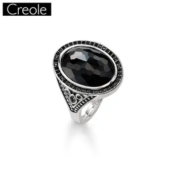 Cocktail Ringe Oval 925 Sterling Sølv Gave Til Kvinder & Mænd, Europa style Hjertet Rebel Facetteret Krystal Mode Ring Smykker