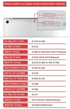 Redlai Case til MacBook Air Pro Retina 11 12 13 15 16 tommer touch bar 2020 A2337 A2338 A2179 A1466 Kat Familie Hårdt Plast Cover