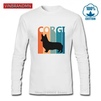 Vintage Corgi T-shirt mænd Retro Corgi Dog Lang T-shirts kvinder, Søde dyr print t-shirt bedste gave til hunden elsker mænd T-shirts