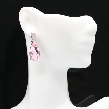 27x10mm Lovey Søde Smykker til Kvinder Sølv Øreringe Skabt Pink Kunzite Daglige Slid Mode Iøjnefaldende
