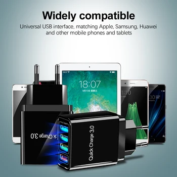 4 Port til Hurtig Oplader 3.0 USB-Oplader til iPhone 11 Samsung A51 Xiaomi mi 9 Tablet QC 3.0 Hurtig Oplader OS, EU, UK Stik Adapter