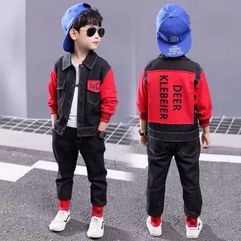 Børnetøj dreng passer til 2020 nye forår og efterår jeans denim to-piece suit dreng baby, der passer koreanske tidevandet tøj