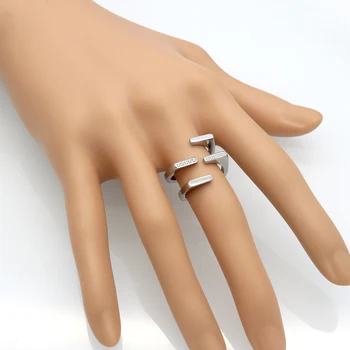 Guld Farve Unik Geometrisk Design med CZ Ring i Kvindelige Rustfrit Stål Banet Østrigske Krystal Mode Ring Kvinder Smykker Gave