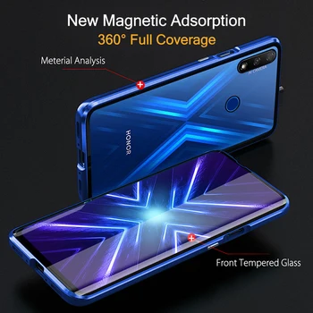 Ny Magnetisk Metal Dobbelt Side Glas Telefon Tilfældet For Huawei Honor 9x Premium-stk-lx1 globale entition hlk-al00 pro hlk-al10 Tilfælde