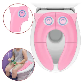1 stk Baby plast toilet sæde Folde Skridsikre Puder Rejse Genanvendelige Toilet pottetræning sædeovertræk, der er Småbørn Komfortable cover