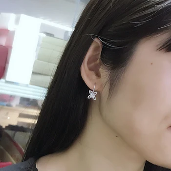 2020 Nye koreanske Mode Zircon Drop Heart Øreringe Til Kvinder på Fuld Crystal Star Silver Earring Bryllup Smykker Gave D5T580