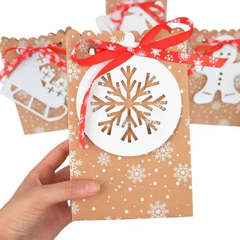 12pcs Jul Kraftpapir Candy Box Snefnug Gave Poser Cookies Snacks Fødevare-Pakning Til Xmas Nye År Fødselsdag Part Indretning