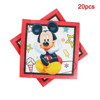80pcs/Masse engangsservice Røde Mickey Mouse fødselsdagsfest Papir Kopper +Tallerkner+Servietter+Flag Sæt Part Forsyninger Til 20 Børn