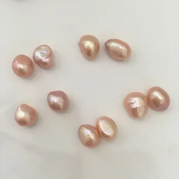 2 stk i parret bredde 11-12 mm barok perle-perler, natur ferskvandsperle med barok form, halv boret hul