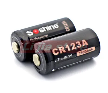 2 Stk / Par Originale Soshine 3,0 V CR123A Primære Litium-Batteri 1600mAh Batteri RCR123A