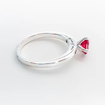 925 Sterling Sølv Pan Ring Nyt Rose Red Heart Pan Ring For Kvinder Bryllup Part Gave, Mode Smykker