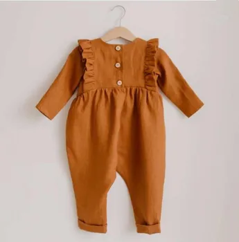 Baby Sparkedragt 2020 Nye Efterår Og Vinter Mærke Drenge Piger Søde Hør Langærmet Baby Jumpsuit Spædbarn Tøj Mode