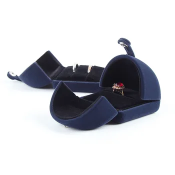 Smykker Vise Luxulry Dobbelt Open-Knappen Velvet Ring Box smykkeskrin Bryllup Smykker Emballage Indehaveren Bokse til Smykker