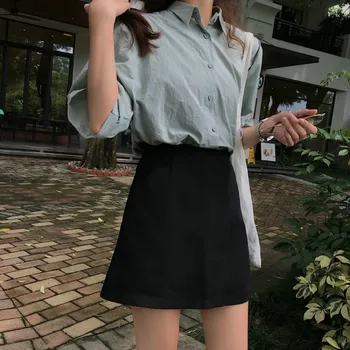 Nederdele Kvinder Forår Sommer Trendy Ulzzang Streetwear Koreansk Stil Smarte Høj Talje Slank Nye A-Linje Solid Afslappet Mini Nederdel Blød